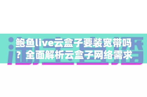 鲍鱼live云盒子要装宽带吗？全面解析云盒子网络需求与安装使用指南