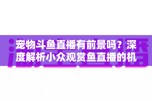 宠物斗鱼直播有前景吗？深度解析小众观赏鱼直播的机遇、挑战与变现路径