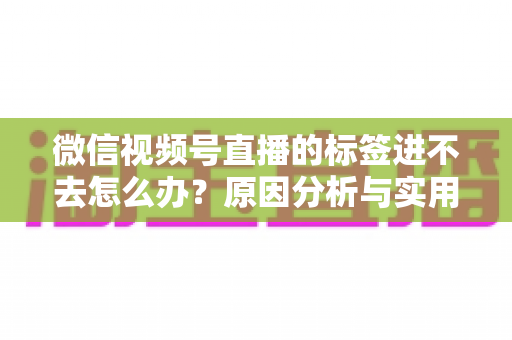 微信视频号直播的标签进不去怎么办?原因分析与实用解决指南 微信视频号直播的标签进不去怎么办?原因分析与实用解决指南