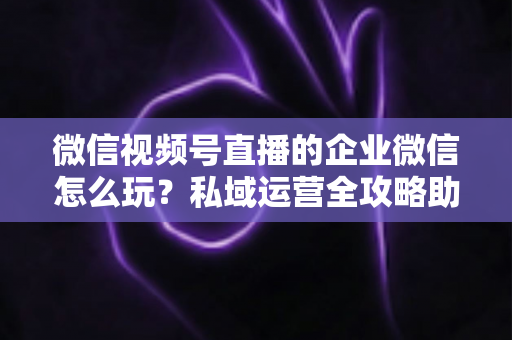 微信视频号直播的企业微信怎么玩？私域运营全攻略助力企业流量变现